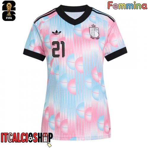 Belgio Nathan Ngoy #25 Seconda Maglia Femmina Mondiali 2026 Manica Corta